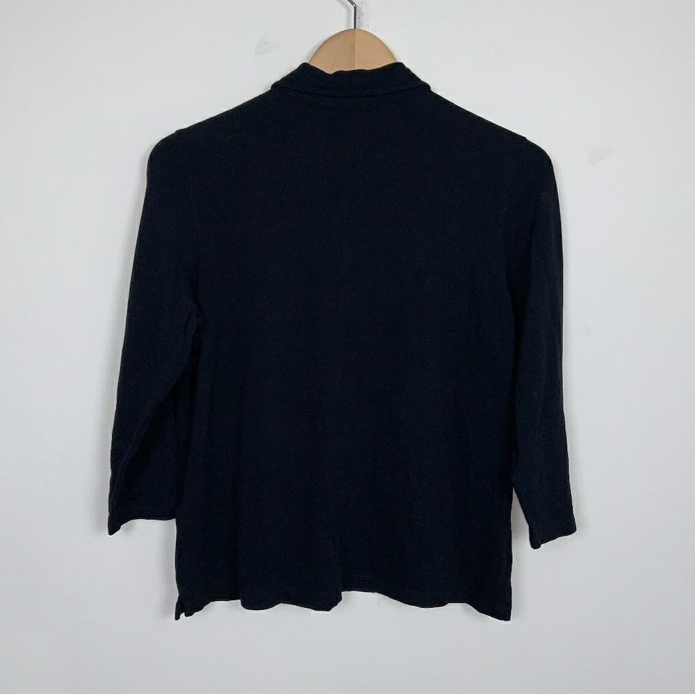 Talbots Top Polo Long Sleeve Black Sz: L - Picture 2 of 3